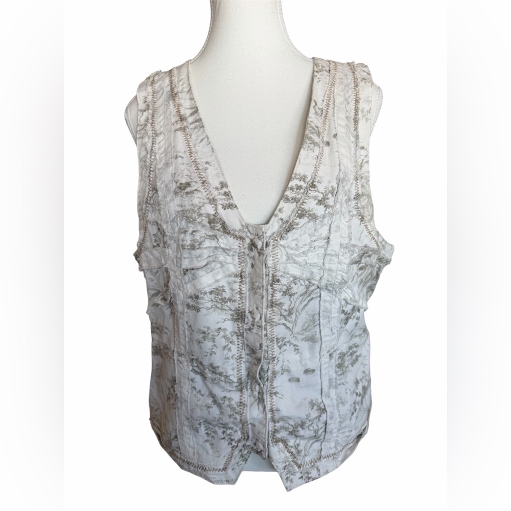 Anthropologie Hei Hei Floral Toile Ruffle Back Vest Size 12 - Picture 4 of 10